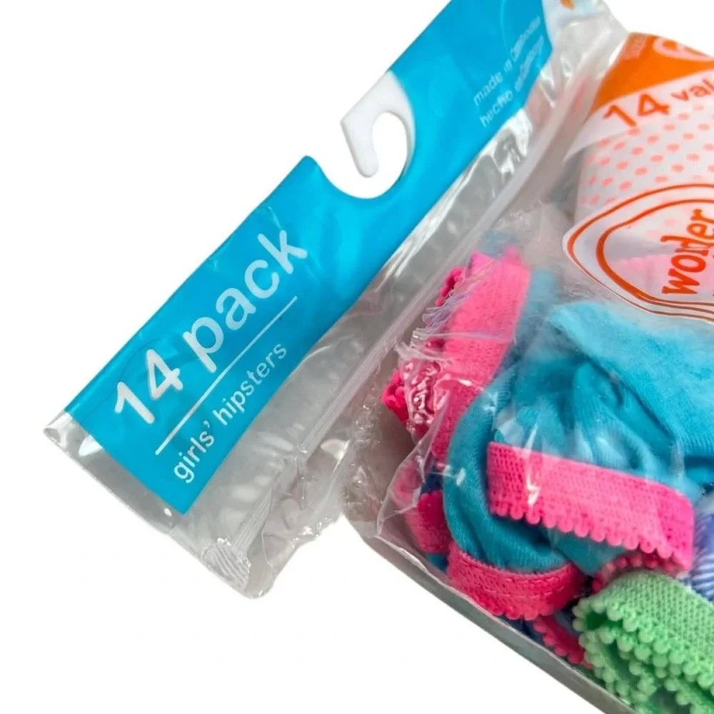 Wonder Nation Girls 14 Pack Hipsters Underwear Size 6 Cotton‎ Colorful Prints